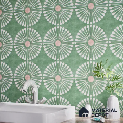 Floral Wall Tile TL 07245 B Plana 4004 Granula 1 ft x 1 ft Ceramic Matte Finish - 9 mm  | 2 mm Spacer is Mandatory | Please Expect a Slight Variation of Pattern (Sample)